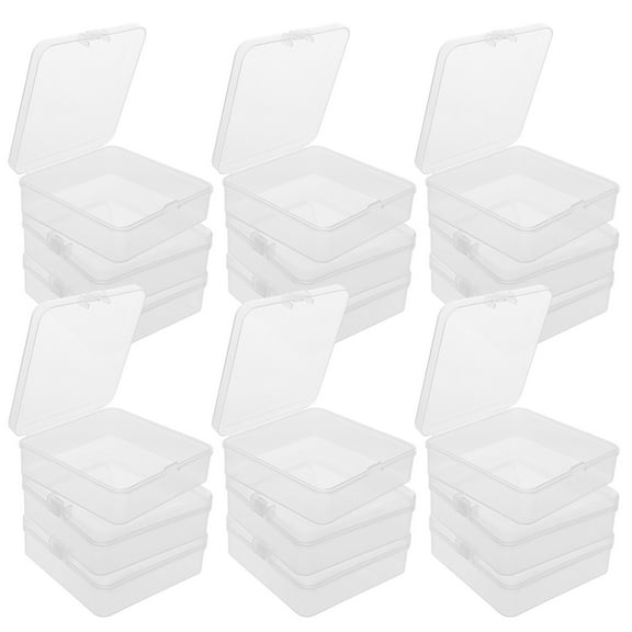 SEWCHICS 20pcs Small Clear Box Plastic Storage Container for Cards and Accessories Transparent Organizer 3.5x3.5 inches