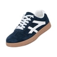 thumbnail image 2 of HTHLVMD Everyday Walking Shoes, Flats for Women Wide Feet, Retro Stripe Sneakers, Women's Retro Gum Sole Fashion Sneakers Casual Retro Walking Shoes-Gum Sole Casual Tennis-Anti Slip Trainers, Blue 8, 2 of 5