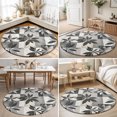 thumbnail image 4 of Round Rugs 3Ft, Grey Black Leaves Round Area Rug Washable Indoor Throw Carpet, Geometric Abstract Art Vintage Small Non Slip Circle Rug for Bedroom Living Room Home Decor Aesthetic, 4 of 8
