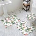 thumbnail image 3 of Flamingo Bathroom Rugs Set Monstera Palm Leaf Non Slip Absorbent Soft Bath Mats 3 Piece Set with Bathroom Rug, U-Shaped Floor Mat, Toilet Seat Cover Large Size, 3 of 9