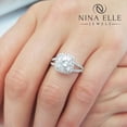thumbnail image 2 of 8MM Cushion Cut Moissanite and Diamonds Split Shank Halo Engagement Ring C21M, 2 of 6