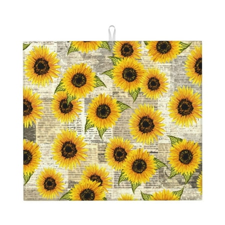 

Sunflower Dish Drying Mat Absorbent Microfiber Reversible Mats for Kitchen Counter 16x18 Inch C49