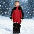 thumbnail image 4 of UQJfacai Kids Snow Suit Boys Girls Waterproof Insulated Winter Outdoor Hooded Overalls Snowboarding One Piece Ski Suit 1-15 Years, 4 of 9