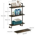 thumbnail image 5 of Industrial Pipe Shelving Wall Mounted 24 Inch, 3 Tier Bathroom Floating Shelves Bronze Metal, Wood Hanging Storage Bookshelf, Drak Coffee, 5 of 5