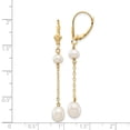 thumbnail image 7 of 14K Yellow Gold 5-7mm White Rice Freshwater Cultured Pearl Leverback Dangle Earrings, 7 of 7