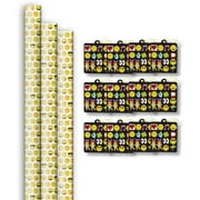Jillson & Roberts Premium Gift Wrap Roll & Gift Tag Assortment, Emoji Designs (3 Rolls & 12 Tags)