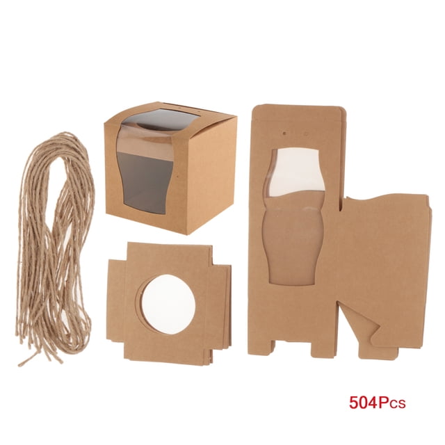 504 / Set Kraft Cupcake Box Bakery Wedding Party Favor Regalos Brown Macarena Favores de pastel de bodas