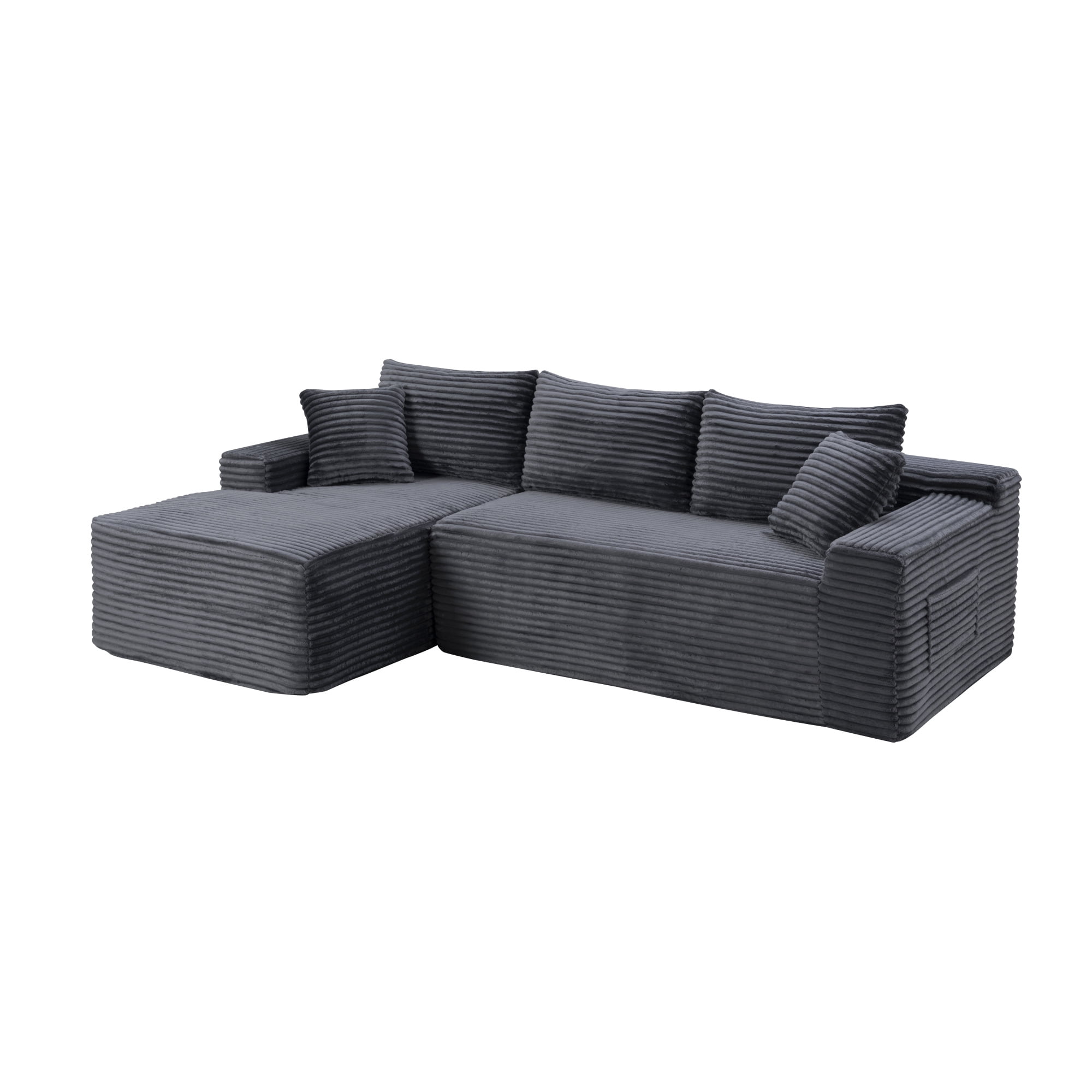 Leumius 106.3" Cloud Modular Sectional Sofa Couch with L-Shape Chaise,Modern Minimalist Upholstered Couches for Living Room Bedroom No Assembly Required Gray-L