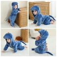 thumbnail image 7 of Toddler Kids Baby Cute Dinosaur Fleece Long Sleeve Jumpsuit One Piece Jumpsuits Rompers for Boys Girls, Children's Cosplay Costume Blue qILAKOG 12 Months, 7 of 7
