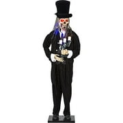 Life-Size Animated Skeleton Butler with Candleabra, Over 6' Tall