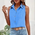 thumbnail image 6 of Linen Button down Tank Tops for Women Collared Dressy Casual Shirt Loose Sleeveless Tops Work Office Outfits, 6 of 9