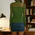 thumbnail image 7 of Miluxas Womens Long Sleeve Mesh Tops Mock Neck See Through Lace Shirts Sheer Going Out Fall Outfits Green M(M), 7 of 7