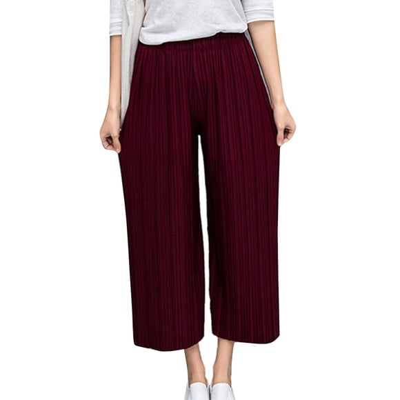 Women Loose Pant High Waist pleated pants Women pleated Pleated Summer Long Casual Solid Color Trousers