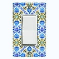 thumbnail image 1 of Metal Light Switch Plate Cover Blue Yellow Fancy Tile Pattern TIL013, 1 of 13