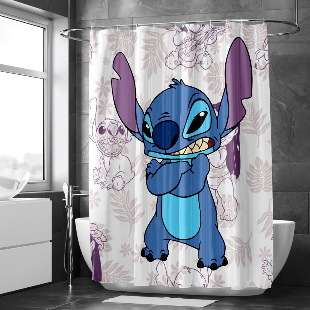 Lilo & Stitch Bathroom Curtain Home Decor Gifts,Waterproof, Machine  Washable,35x71Inch Stitch Shower Curtains,With 12 Hooks,Easy Care