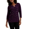 JM Collection Womens Blouse Petite Sequined Knit Top