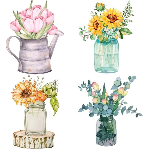 Bonsai Potted Window Decals Plant Flower Spring Summer Glass Sliding Door Sticker Clings Vinyl Film Anti-Collision Decals for Stop Birds Dogs Pets Strikes Living Room Home Kitchen Decor for DIY