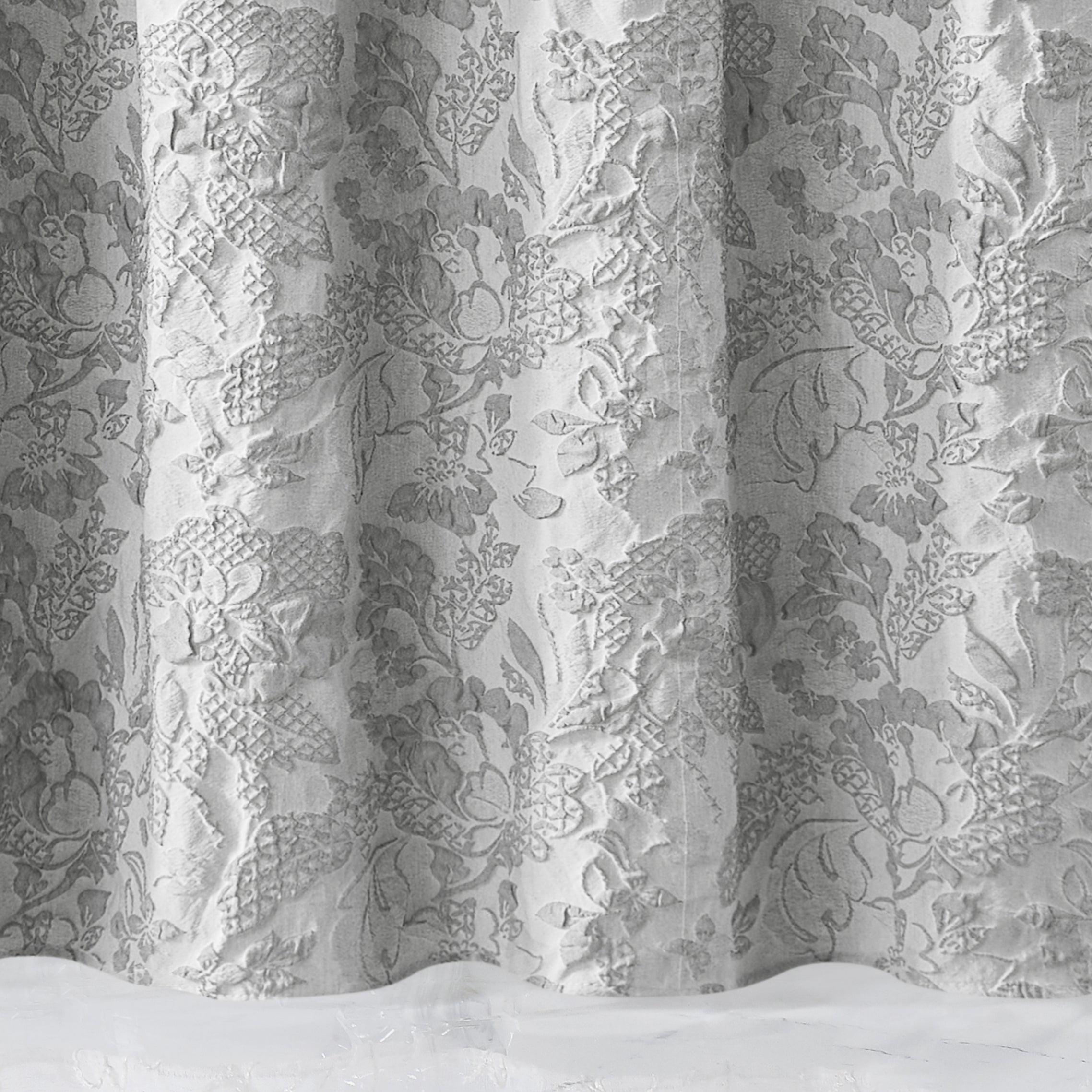 Dainty Home Anais Heavy Sculpted Floral Jacquard Shower Curtain, Textured Polyester Fabric, 72 x 72 Inches