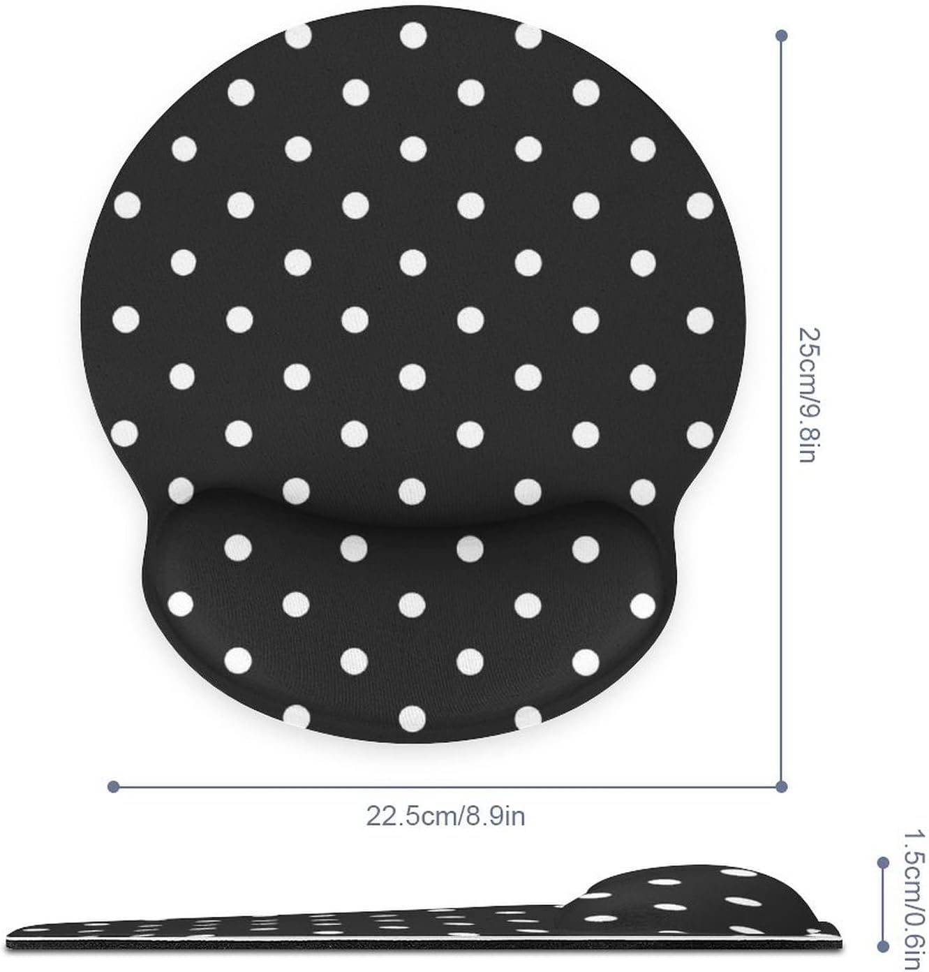 SEPTYK Polka Dot Black White Simple Pattern Ergonomic Mouse Pad with Wrist Support Rest Gel Non-Slip Rubber Base Mousepad for Computer Laptop Home Office Gaming -