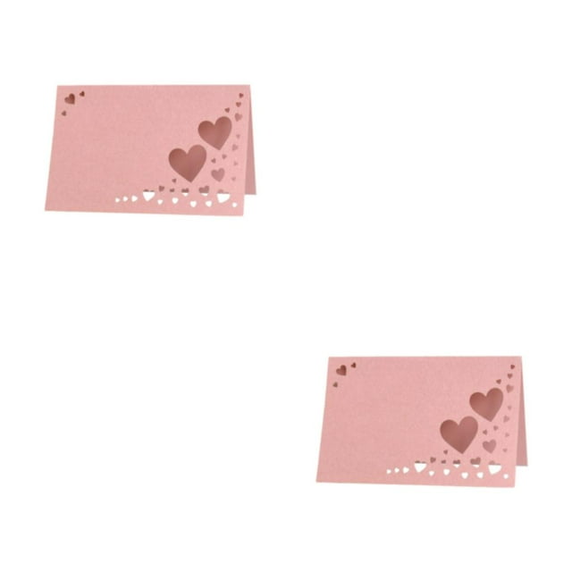 Decodeary 50x Personalize Table Settings With Heart Hollow Name Place Cards Durable Wedding Elegant Name Cards pink 2Set