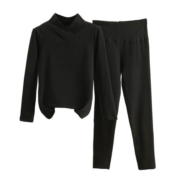 FAZVAOO Thermal Underwear for Women Set Long Johns V-Neck Thick Warm Top and Bottom Size M-XXL