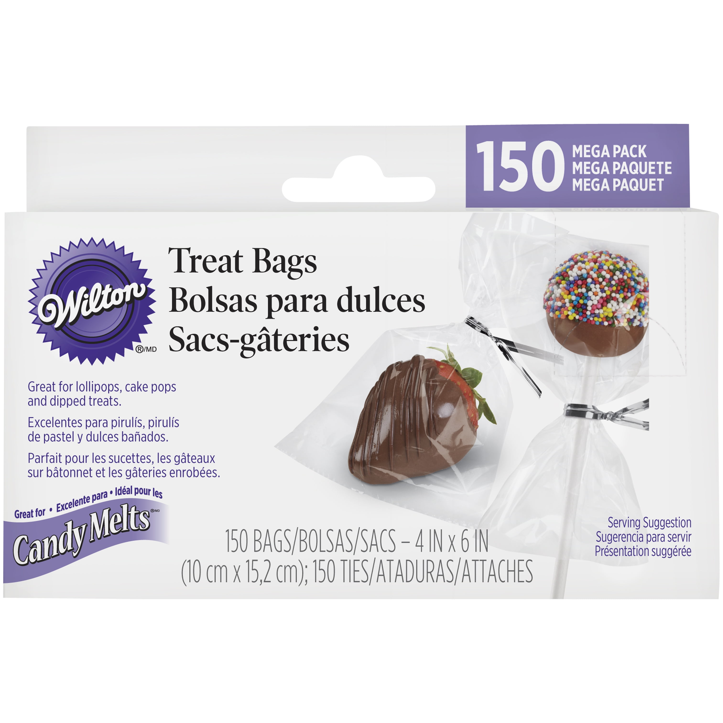Package of 25 4x6 Inches- Lollipop Candy Baked Goods Wilton Heart Print Cellophane Treat Bags with Ties