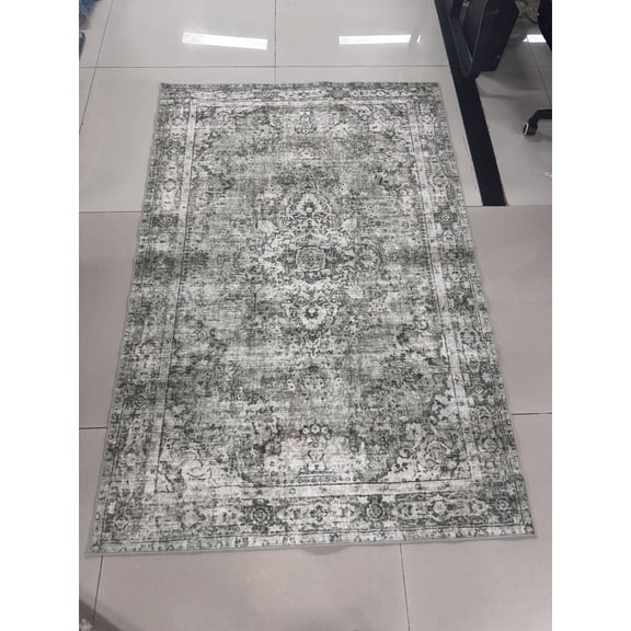 Yesfashion Carpets Area Rugs Washable Velvet (Total 1150Gsm) Pearl Velvet Cotton Tpr Washed Folding Carpet Xm-Persia-Xiyan green 10*13ft