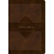 RVR 1960 Hand Size Giant Print Bible with Holy Land Images, Brown Leather Touch