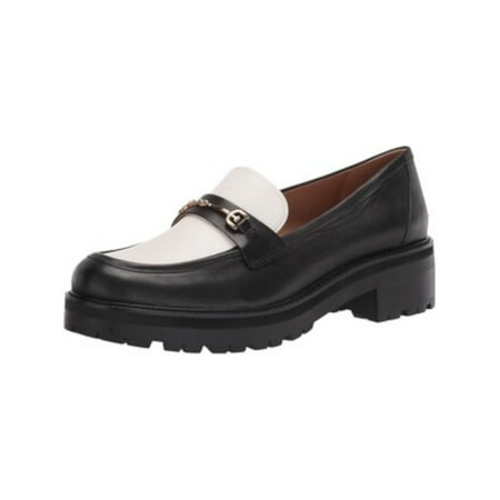 

SAM EDELMAN Womens Black 1 Platform Metallic Bar Lug Sole Comfort Tully Block Heel Slip On Leather Heeled Loafers 10 M