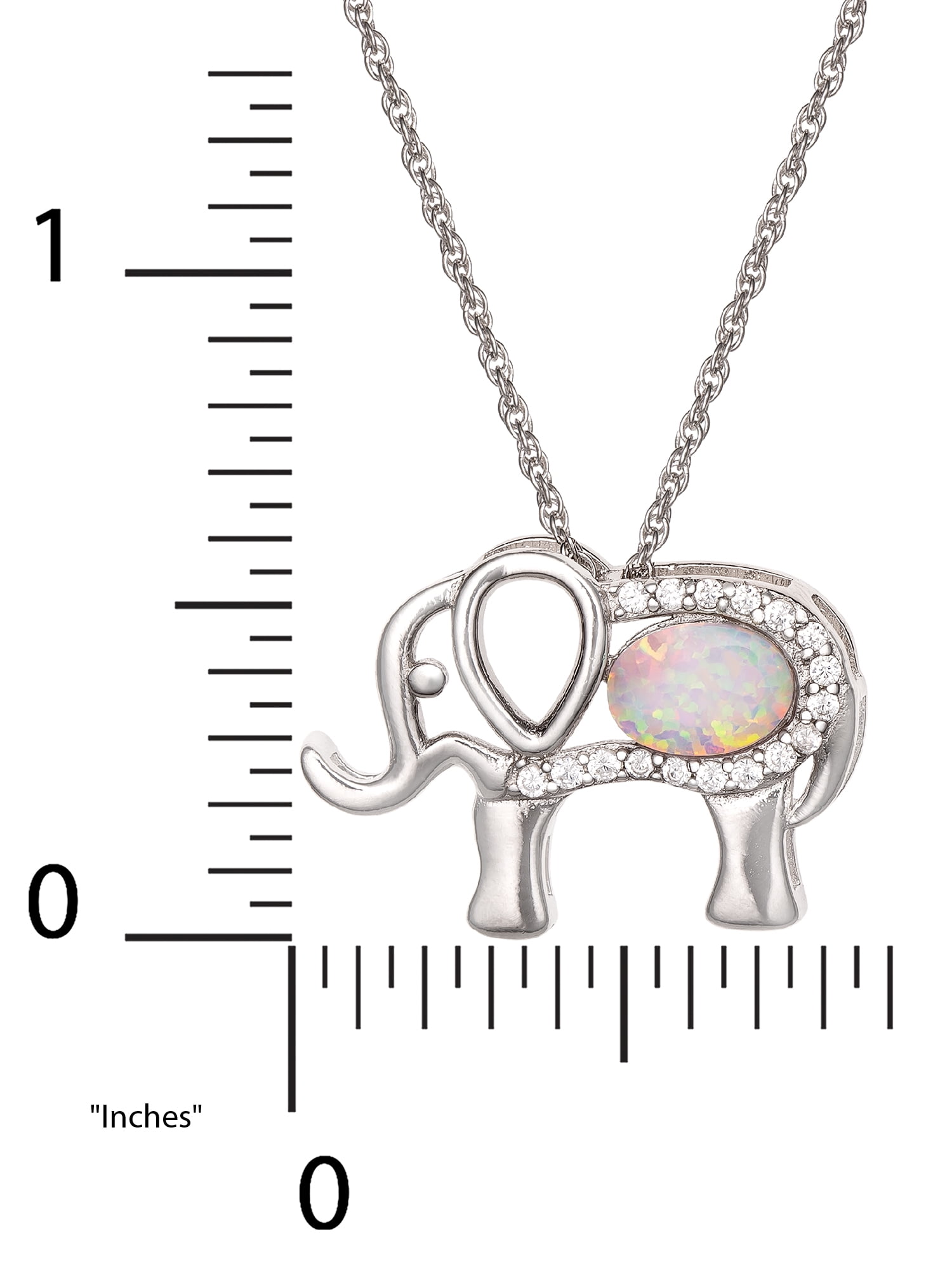 Brilliance Fine Women's Sterling Silver Cubic Zirconia and Created Opal Elephant Pendant, 18" Chain
