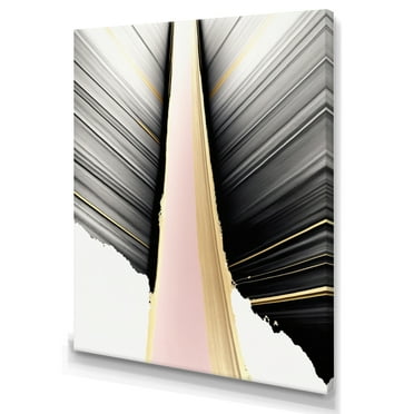 Designart Minimalism Pink And Gold Cubic Fusion VIII Canvas Wall Art