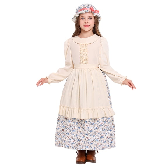 FYEGRE Elegant Storybook Gown For Girls Flowy Performance Dress With Delicate Lace Details Garden Party And Adventure Attire In Soft Comfortable Fabric Blue 8-10Y