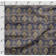 thumbnail image 2 of Soimoi Damask Print,Cotton Poplin, Sewing Fabric Sold by The Yard 42 Inch Wide,Sewing Craft Quilting/Quilt Making Fabric, Brown & Blue, 2 of 5