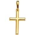 thumbnail image 2 of 14k Yellow Gold Cross Religious Pendant Charm Singapore Necklace Chain Set (16"), 2 of 4