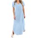 thumbnail image 1 of Vestido Corto para Mujeres Verano Cuello en V Bolsillo de Manga Corta Color Sólido Vestido de Cambio Casual para la Fiesta de la Playa de Primavera, 1 of 6