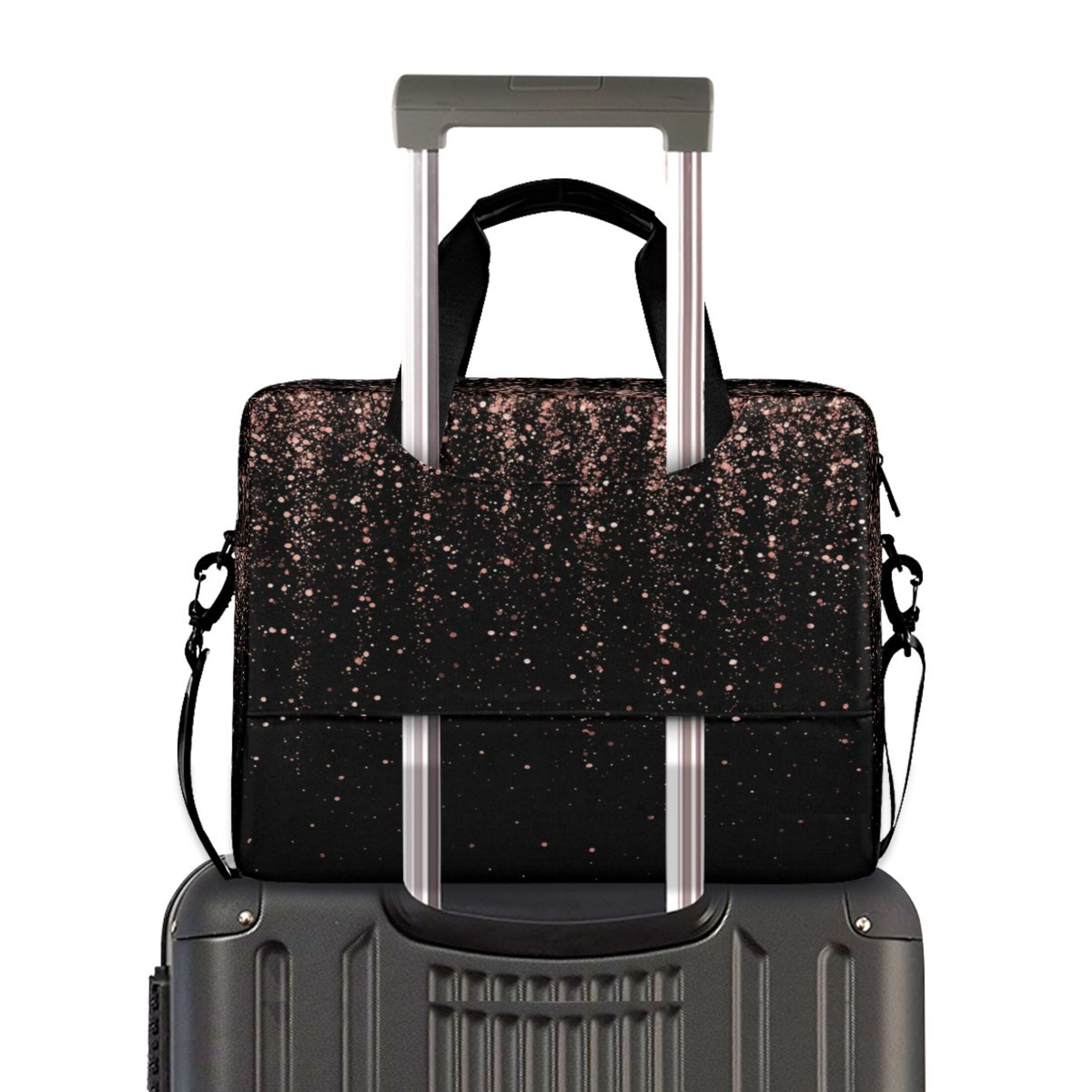 16" Laptop Tote Bag Laptop Sleeve Case Computer Briefcase for Work & Travel Rose Gold Glitter