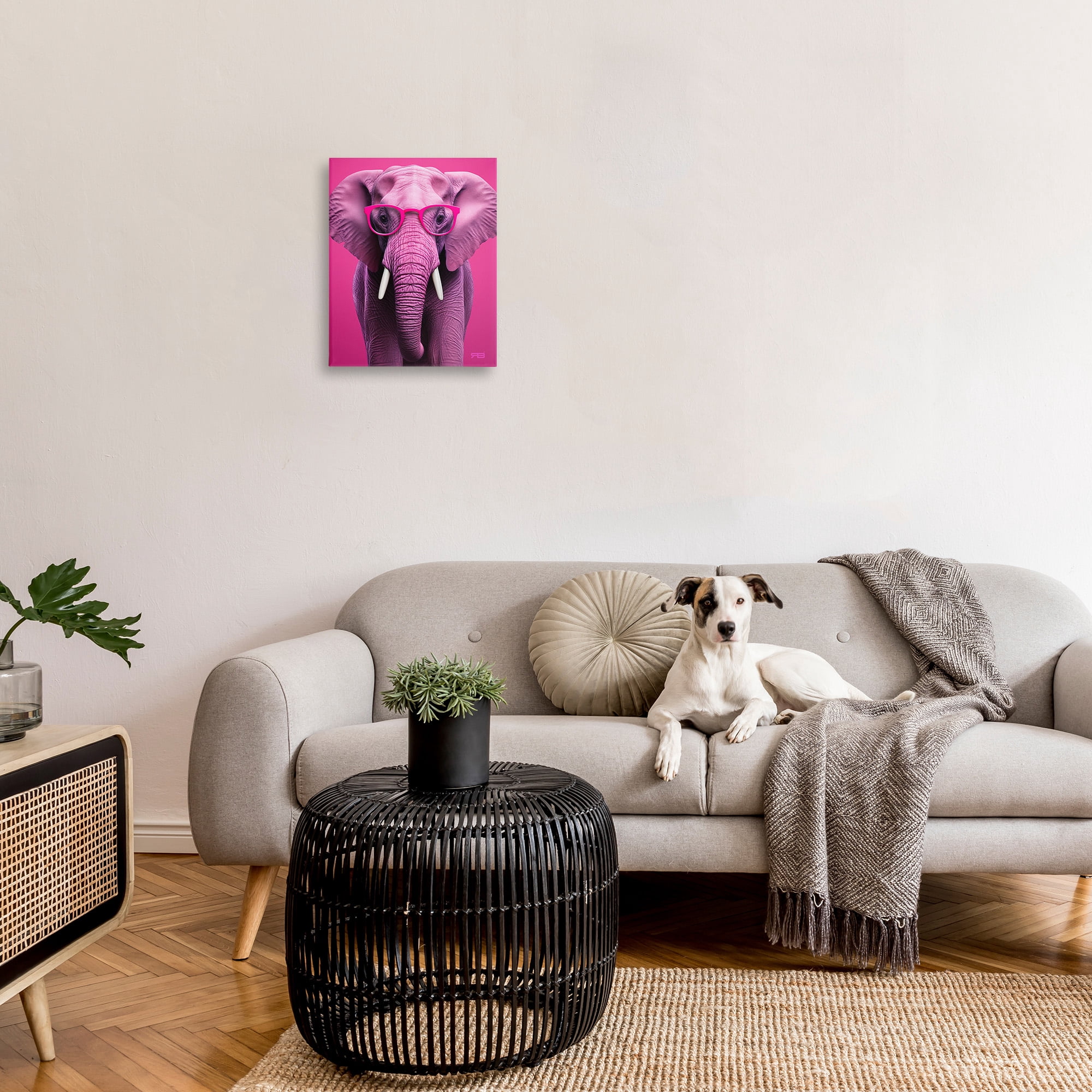 Stupell Industries Vivid Pink Elephant Animals & Insects Painting Gallery Wrapped Canvas Art Print Wall Art, 16 x 20