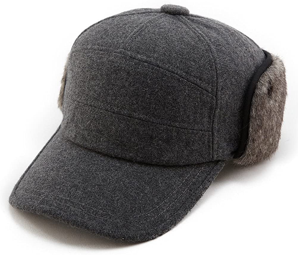 LONTG Mens Winter Baseball Cap Hat with Ear Flap Adjustable Casual Sport Cap 
