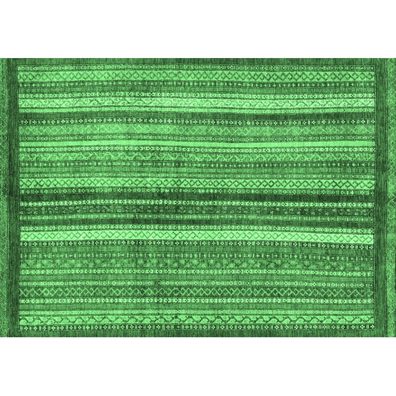 Ahgly Company Indoor Rectangle Abstract Emerald Green Modern Area Rugs, 2' x 4'