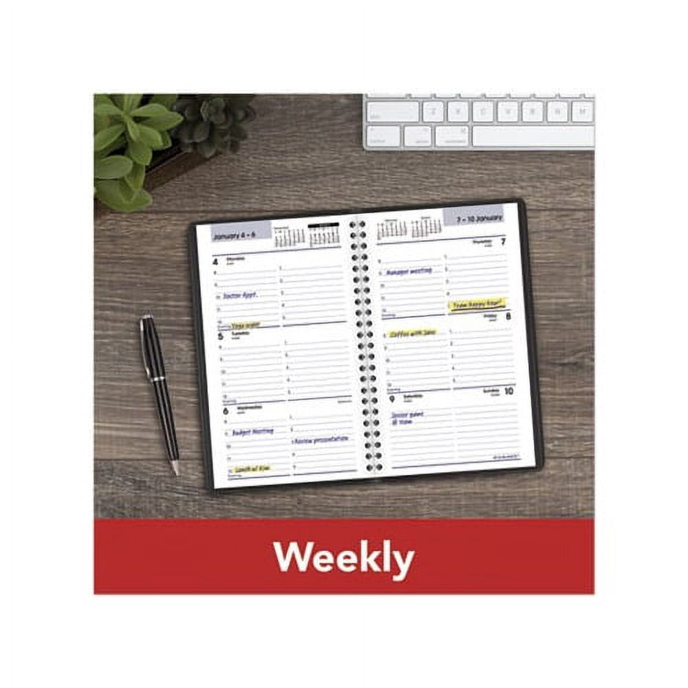 Block Format Weekly Appointment Book 8.5 x 5.5, Black, 2022