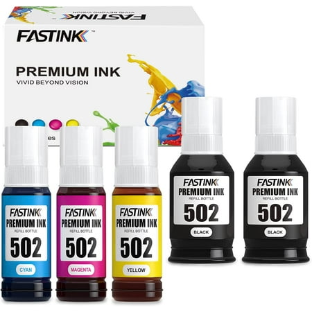 Compatible T502 502 Refill Ink Bottles | High Yield | 5 Pack,Replacement for Epson 502,Work with Ecotank ET-2760,