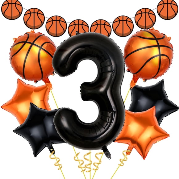 Globos con números de baloncesto de 40 pulgadas para decoración de fiesta de tercer cumpleaños