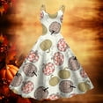 thumbnail image 2 of Women's Fashionable Thanksgiving Printed Strap Zipper Casual Retro Long Dress (4), 2 of 2