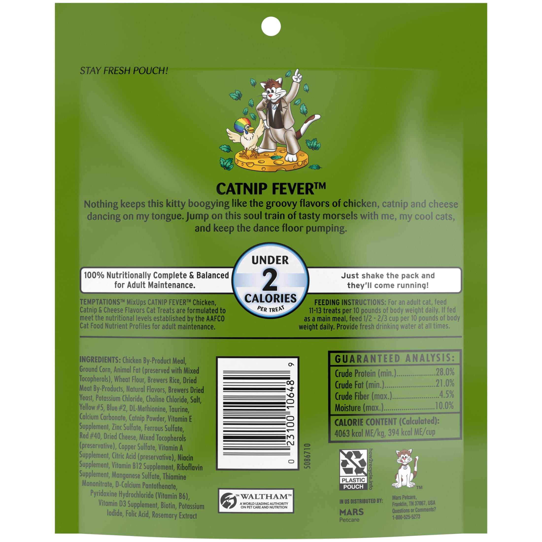 (4 pack) Temptations Mixups Catnip Fever Flavor Crunchy and Soft Treats for Cats, 6.3 oz Pouch