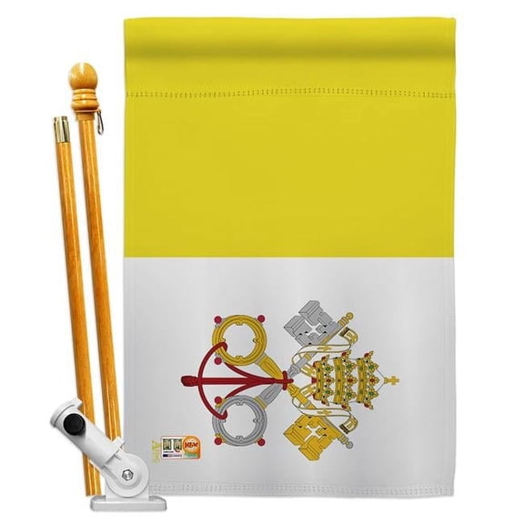 AA-CY-HS-140251-IP-BO-D-US18-AG 28 x 40 in. Vatican City Flags of the World Nationality Impressions Decorative Vertical Double Sided House Flag Set & Pole Bracket Hardware Flag Set