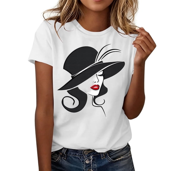 Guluxicc Womens Graphic T Shirts Crew Neck Short Sleeve Casual Classic T Shirts for Women Spring Summer
