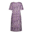 thumbnail image 5 of Ecqkame Women's 2025 Summer Dresses Floral Casual Loose Beach Dress Short Sleeve Crew Neck Flowy Long Dress with Pockets 02-Pink XXL, 5 of 5