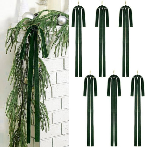 6 Pcs Velvet Christmas Swag Bow 23.5x15.5" Rustic Large Velvet Christmas Staircase Wreath Bows Vintage Christmas Tree Topper Bows Large Bow for Christmas Outdoor