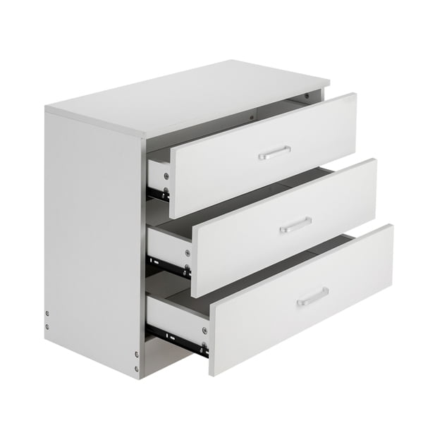 Alvantor White 3-Drawer Dresser with Durable P2-Grade Particle Board, Compact Design 26 x 13 x 22 Inches