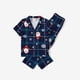 thumbnail image 5 of Conjuntos de pijamas familiares a juego con camisa y pantalones abotonados con cuello con muescas y estampado de copos de nieve y Papá Noel, 5 of 5